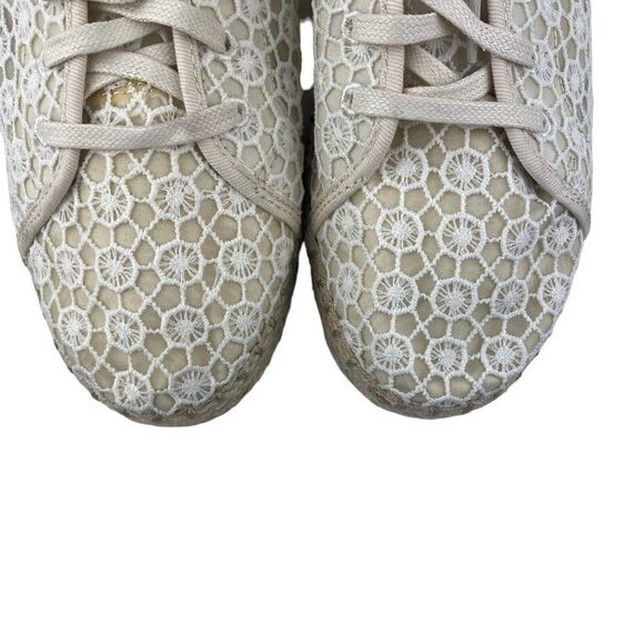 TOMS WOMENS Lena Natural Mosaic Mesh Crochet Jute Lace Up Espadrilles Shoes US 9 - Picture 7 of 14